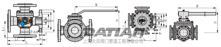 四通球阀外形图