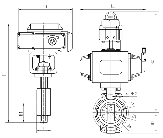 对夹连接调节型蝶阀结构尺寸