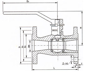 一体式法兰不锈钢高温球阀结构图