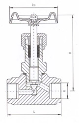 J13H内螺纹针型阀结构示意图